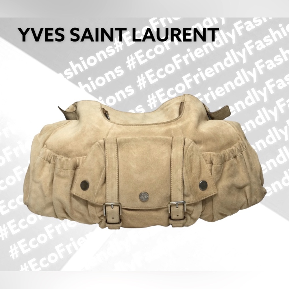 YVES SAINT LAURENT BEIGE LEATHER MOMBASA BAG - Picture 4 of 9